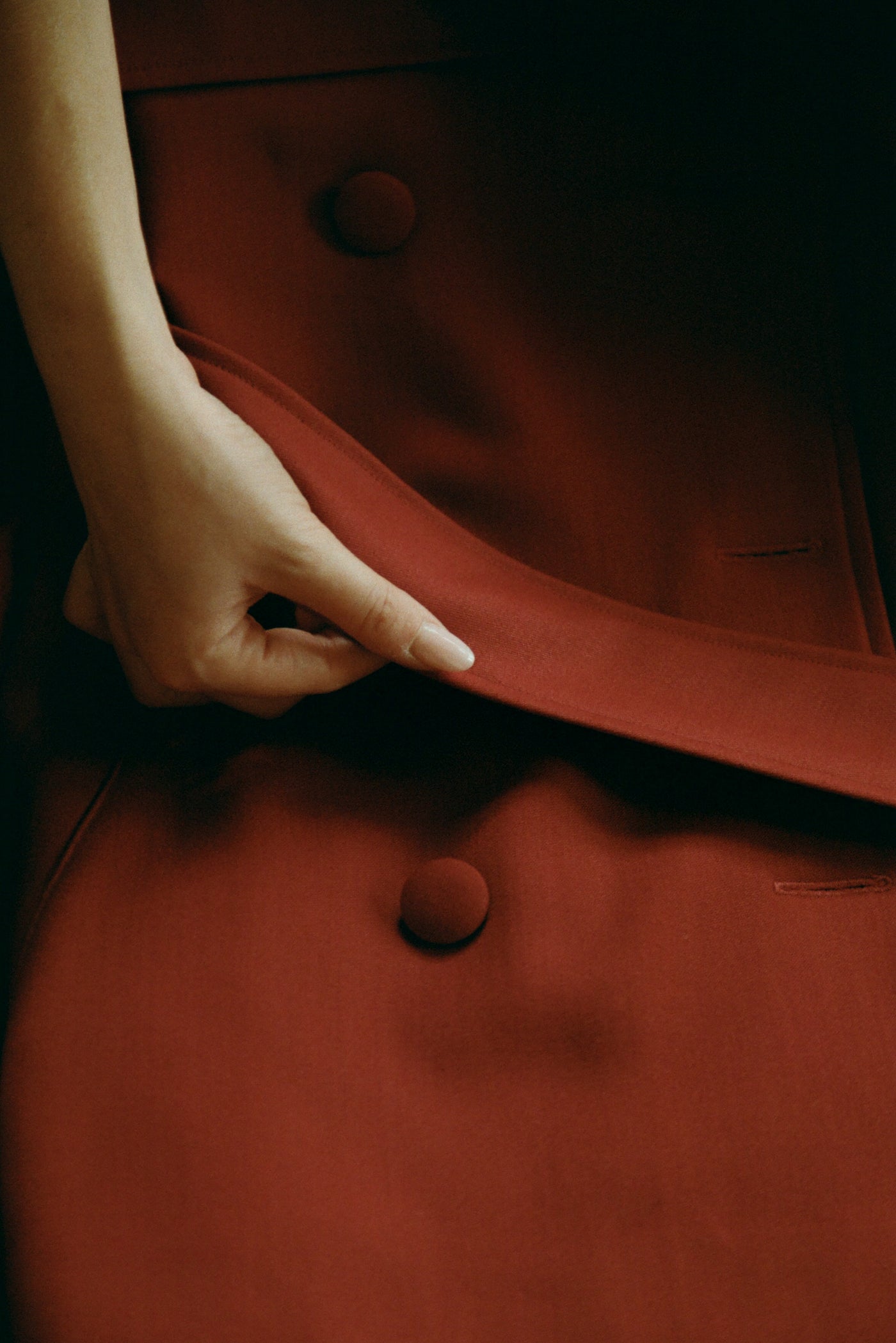 Sculpted Grace burgundy tailoring detail