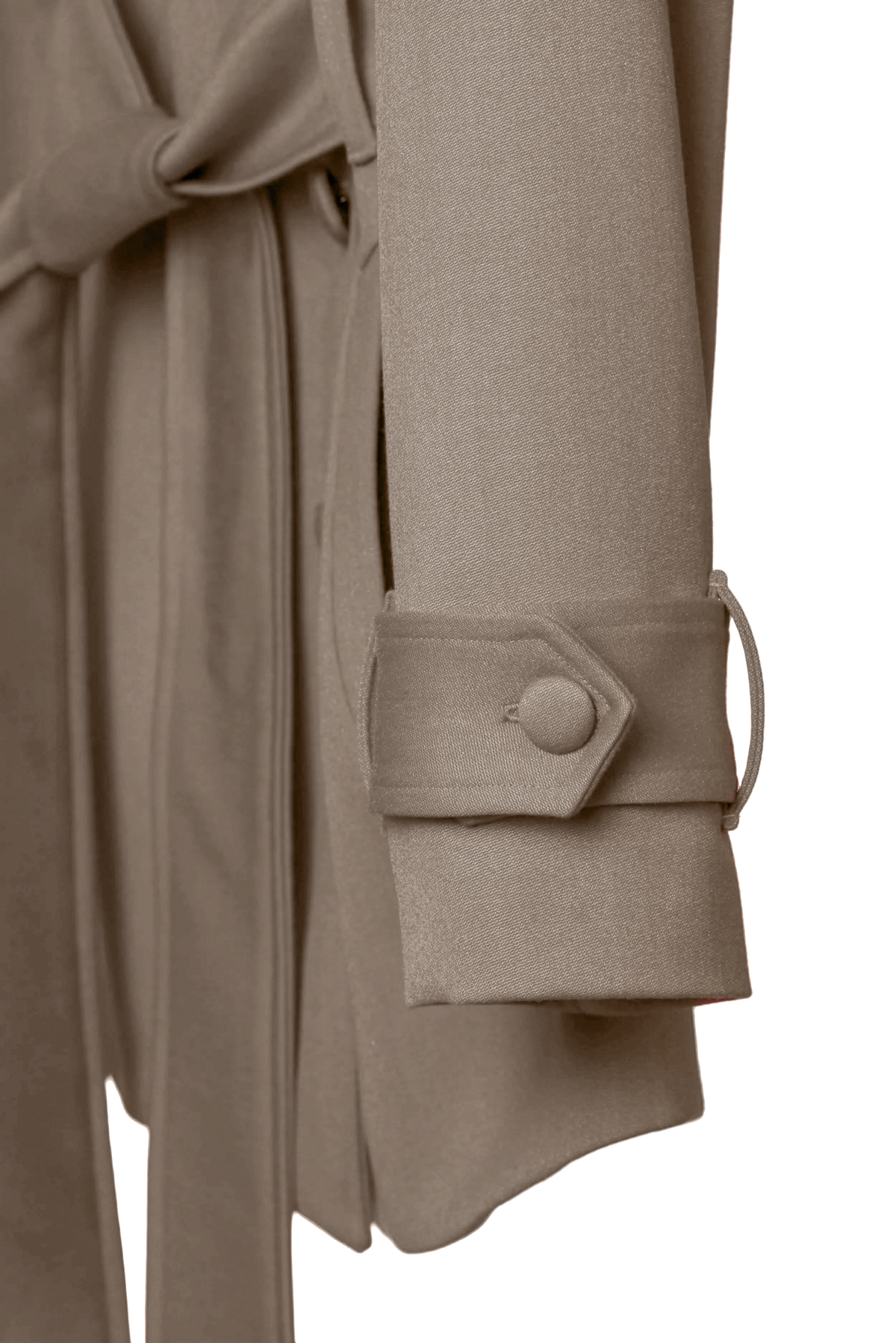 Sculpted Grace beige wool sleeve detail