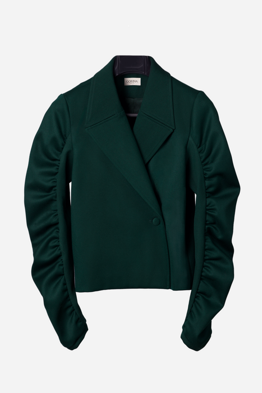 Green wool blazer for women Lunara by Gorina Atelier front view