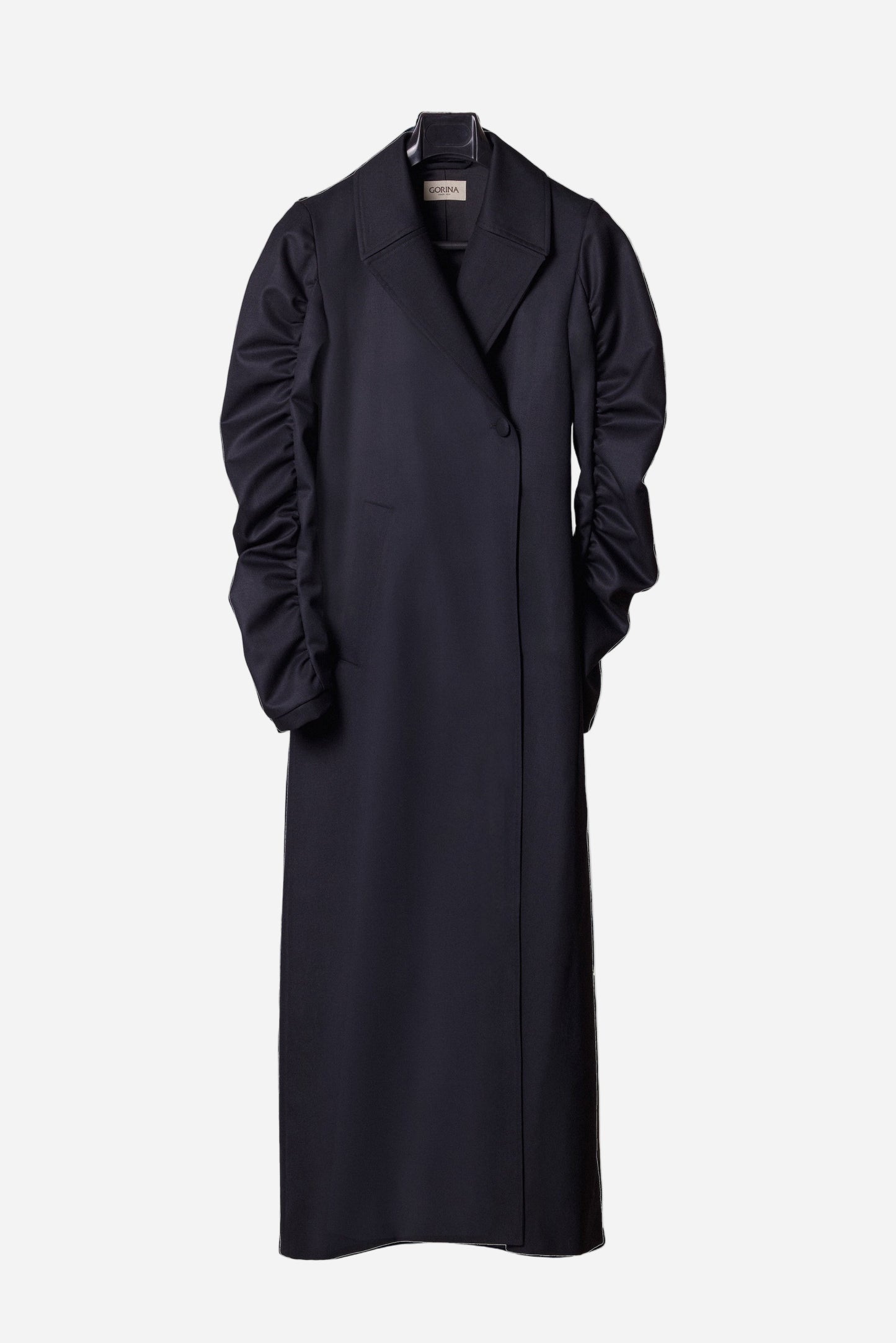 Black wool coat for women Lunar by Gorina Atelier front view