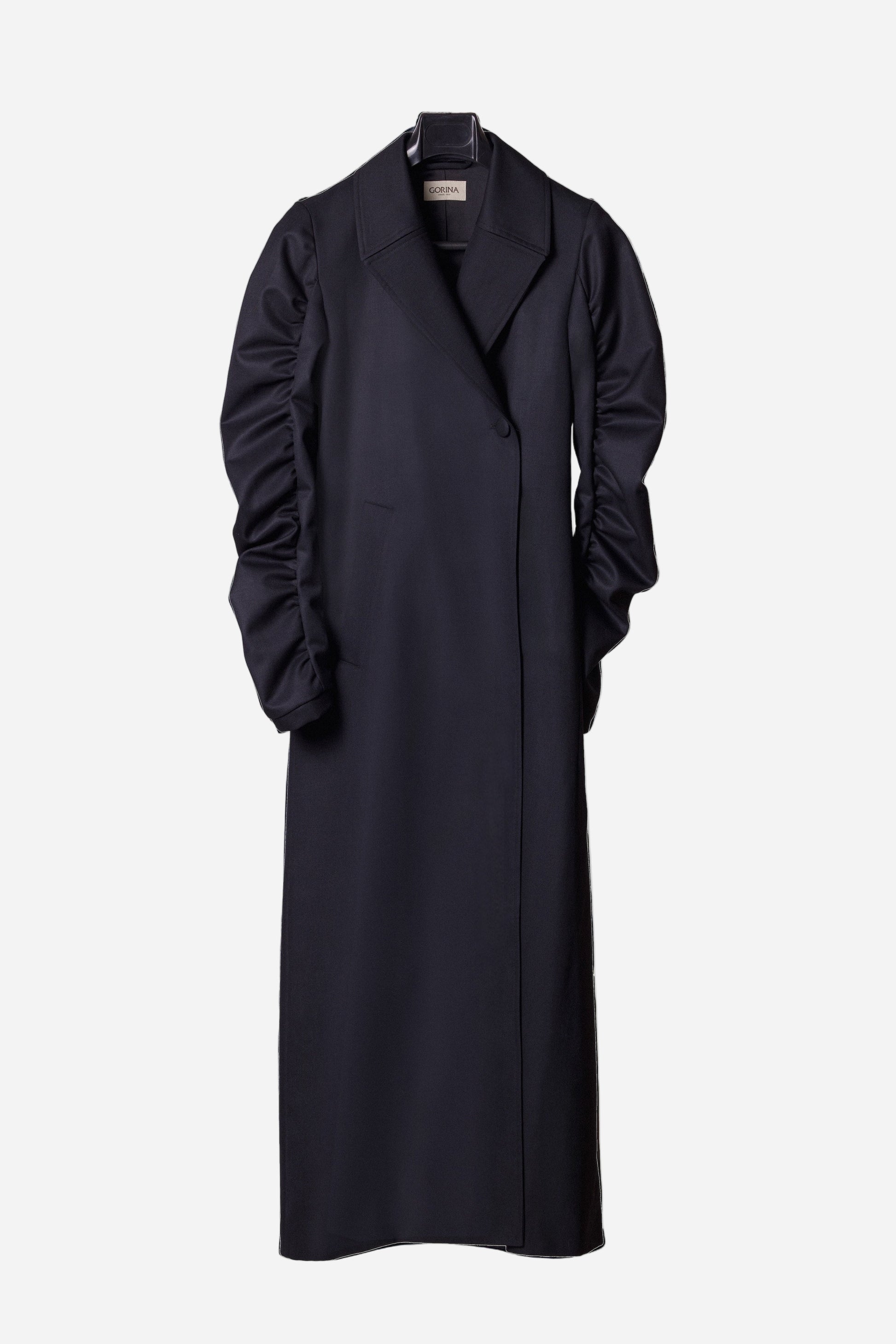 Black wool coat for women Lunar by Gorina Atelier front view