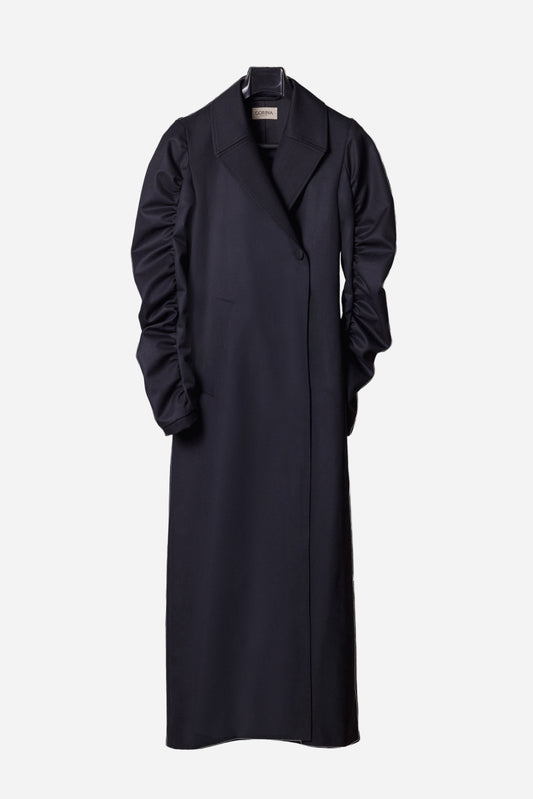 Black wool coat for women Lunar by Gorina Atelier front view