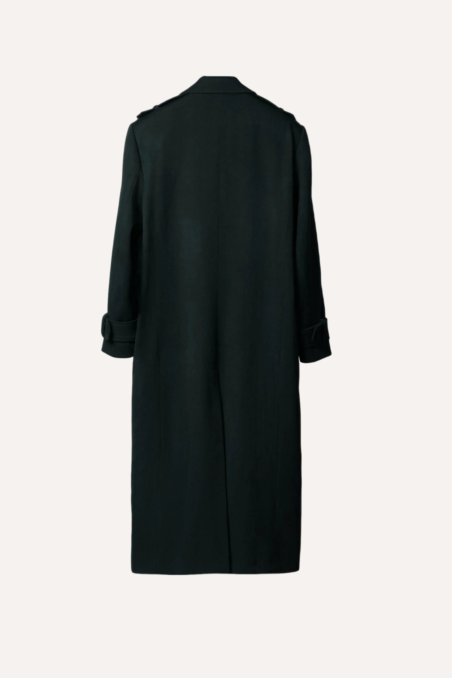 Bottle green wool coat for men by Gorina Atelier back view
