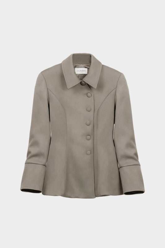 Beige wool women’s jacket Silhouette by Gorina Atelier front view