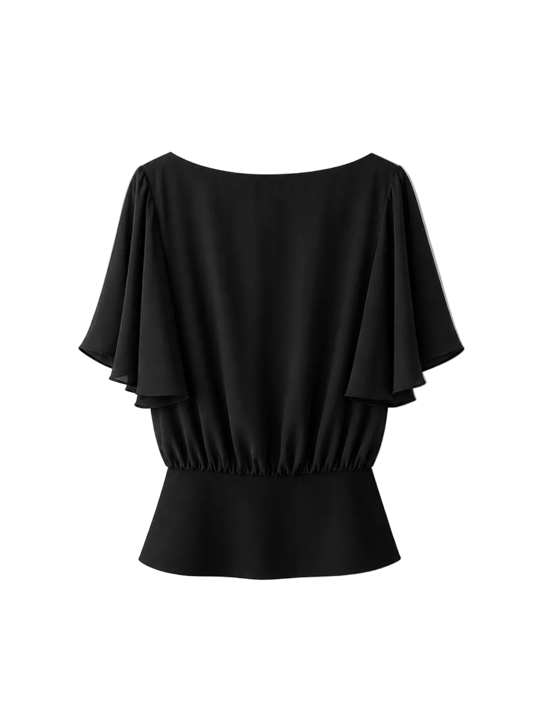 ​Black wool and silk blouse for women by Gorina Atelier back view