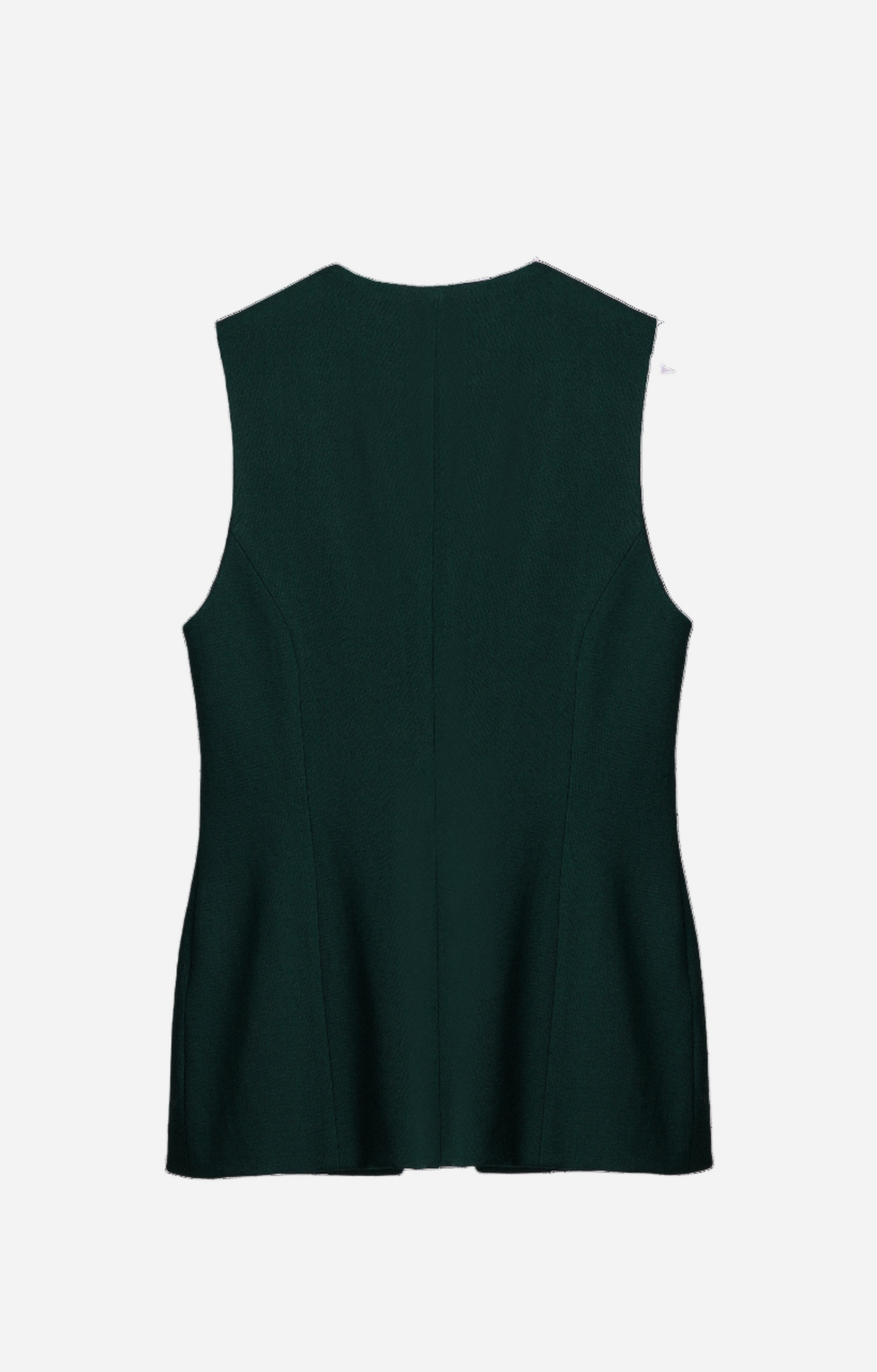 Green tailored wool vest for women by Gorina Atelier back view