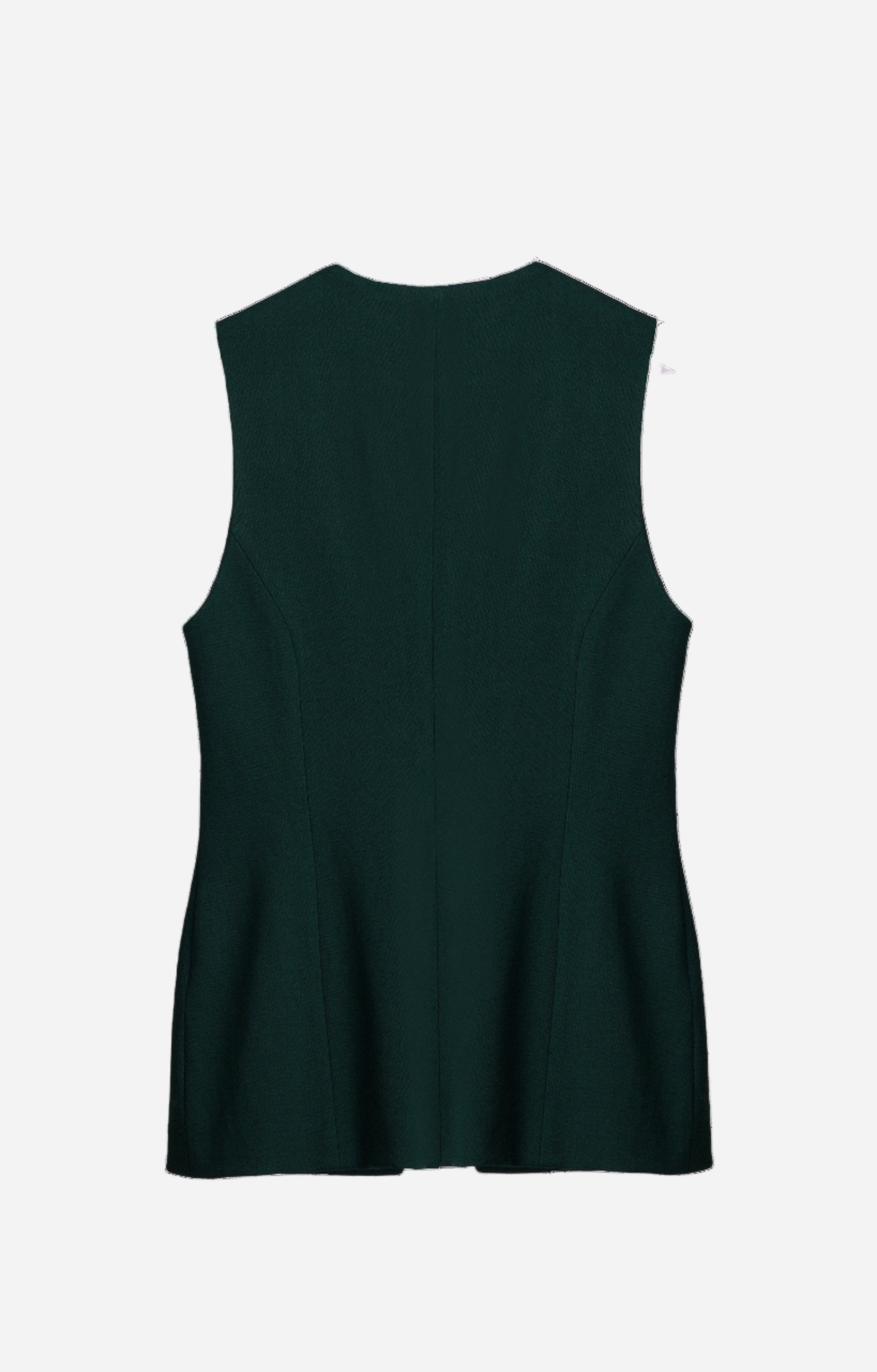 Green tailored wool vest for women by Gorina Atelier back view