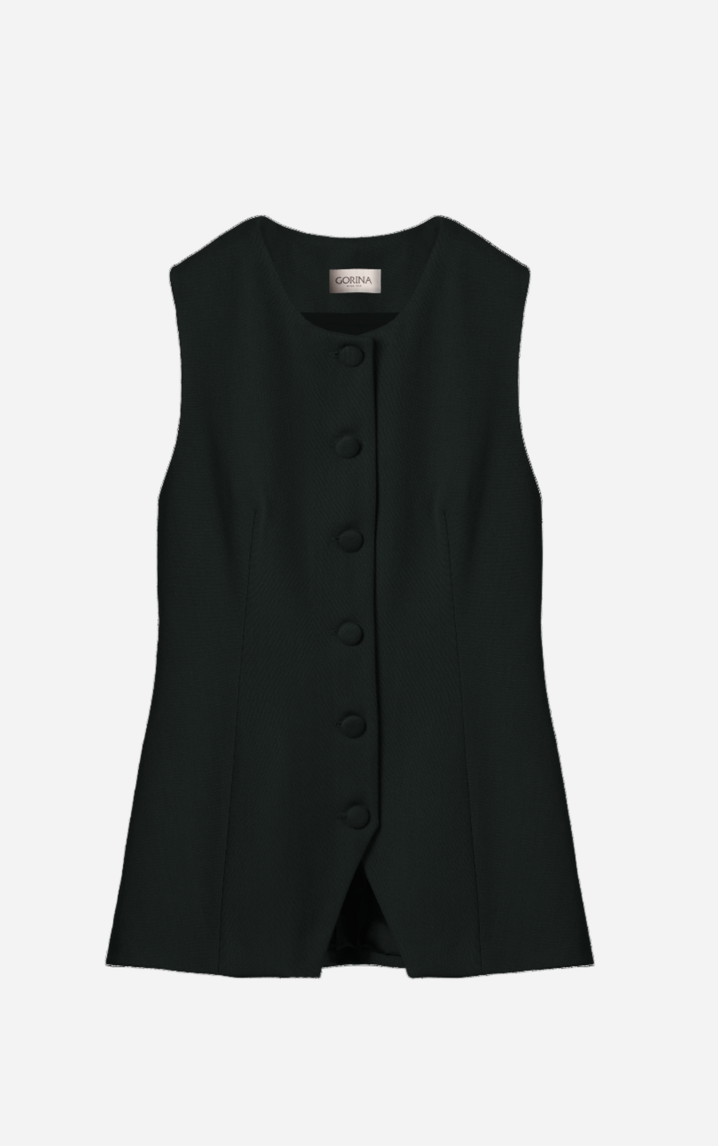 Black wool vest for women by Gorina Atelier front view